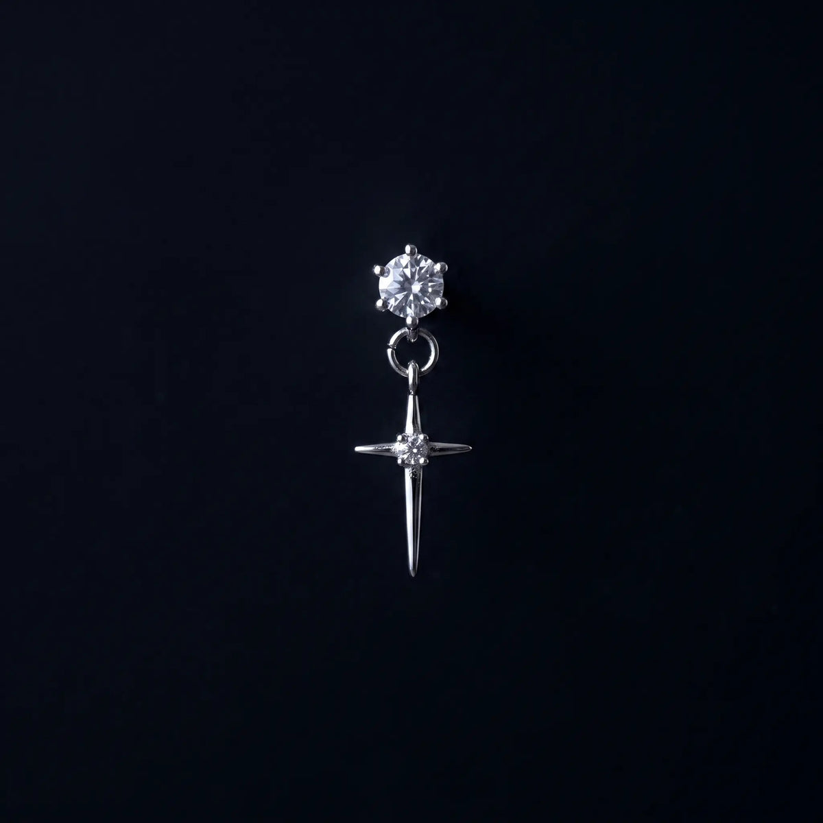 Ashen Cross Drop Earrings