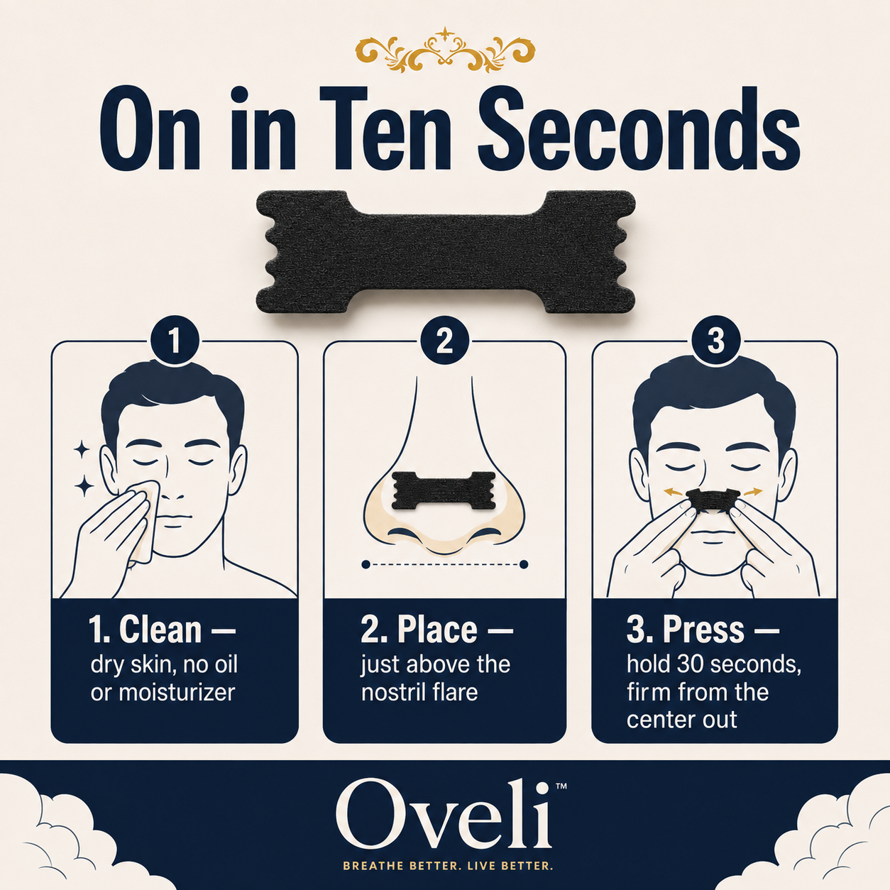 Oveli™ Nasal Breathing Strips – Breathe Easier, Day and Night