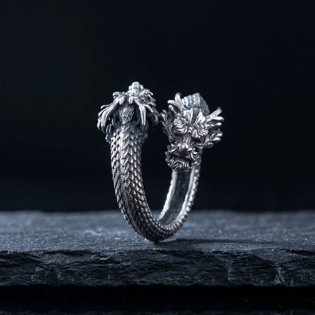 Twin Wyrm Double Dragon Ring