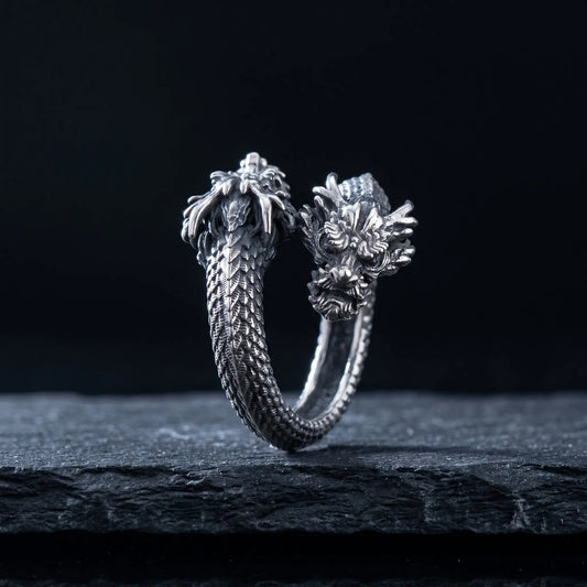 Twin Wyrm Double Dragon Ring