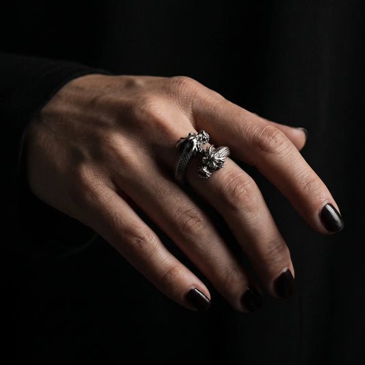 Twin Wyrm Double Dragon Ring