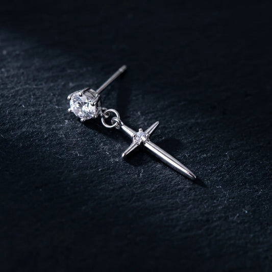 Ashen Cross Drop Earrings