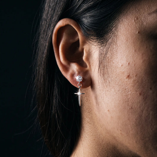 Ashen Cross Drop Earrings